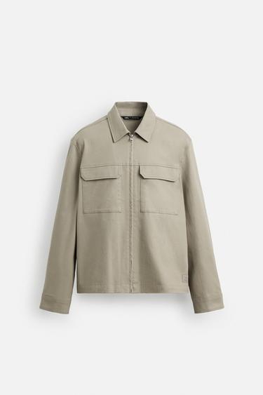 RELAXED FIT OVERSHIRT WITH POCKETS - Beige by Zara - Image 0