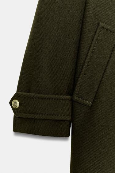 MANTEAU ASYMÉTRIQUE MÉLANGE LAINE MANTECO BOUTONS ZW COLLECTION - Kaki foncé de Zara - Image 7