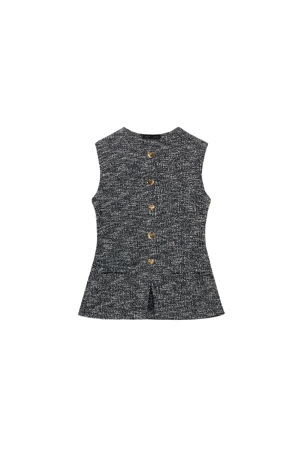STRUCTURED BUTTON VEST TOP - image 4