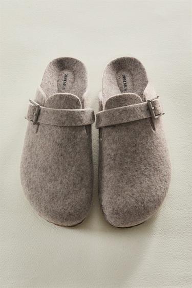 BUCKLED FELT MULE CLOG SLIPPERS - Brown by Zara - Image 5
