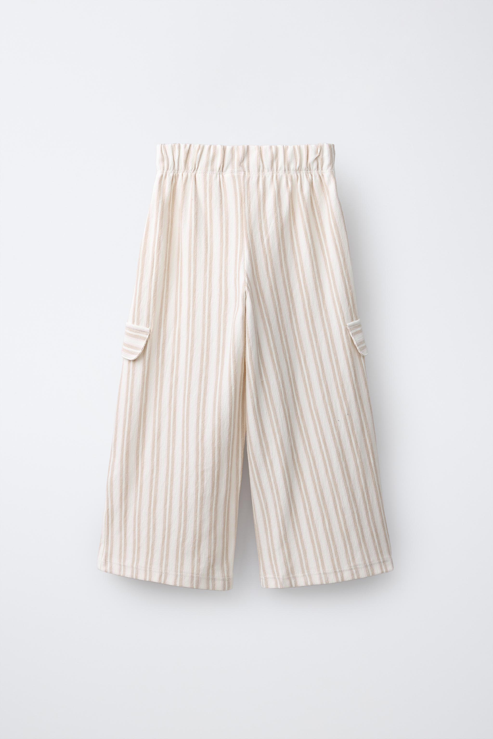 STRIPED WIDE LEG CARGO PANTS