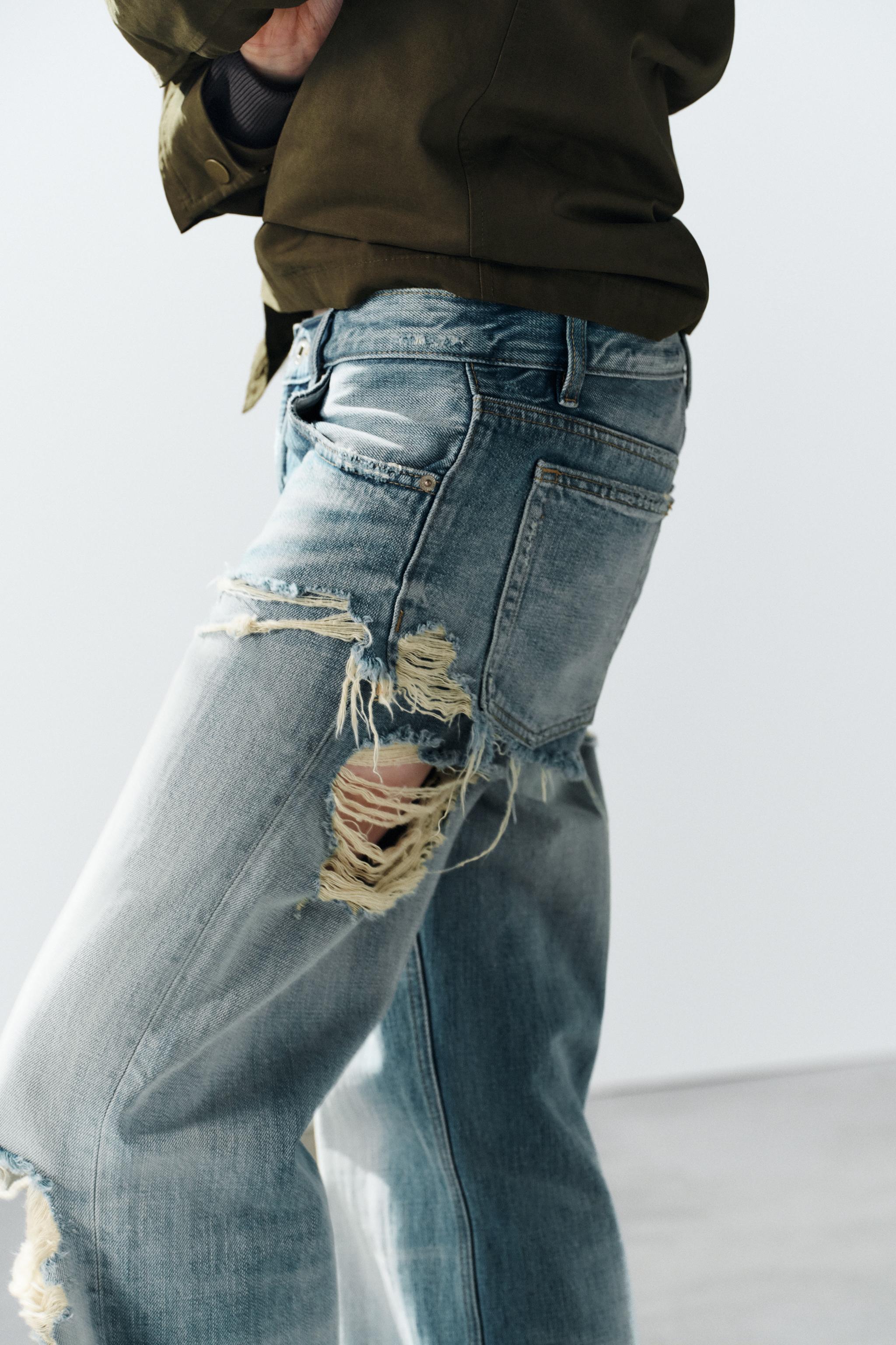 TRF LOW-RISE STRAIGHT JEANS WITH DOUBLE-LAYER EFFECT