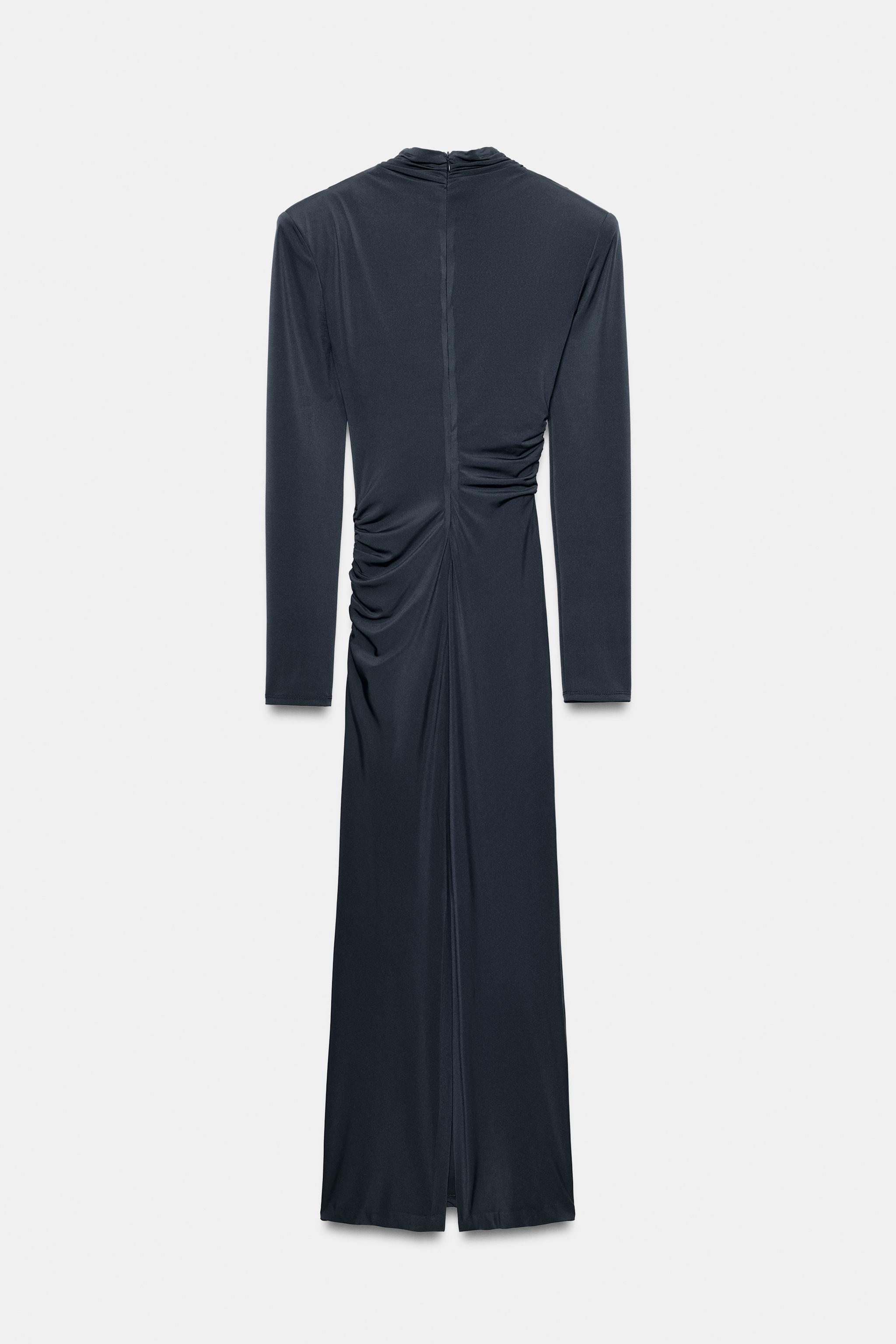 Zara VATKALI DRAPELİ MİDİ ELBİSE görsel 6
