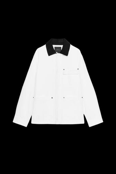 Zara CONTRAST COLLAR OVERSHIRT ZW COLLECTION - White - Image 0