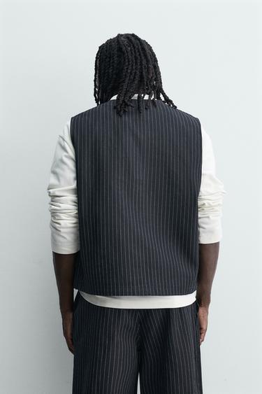 GILET EN DENIM À RAYURES - Bleu de Zara - Image 2