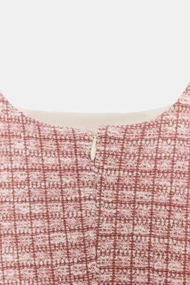 SHORT TEXTURED DRESS - Pink / White by Zara - Image 8