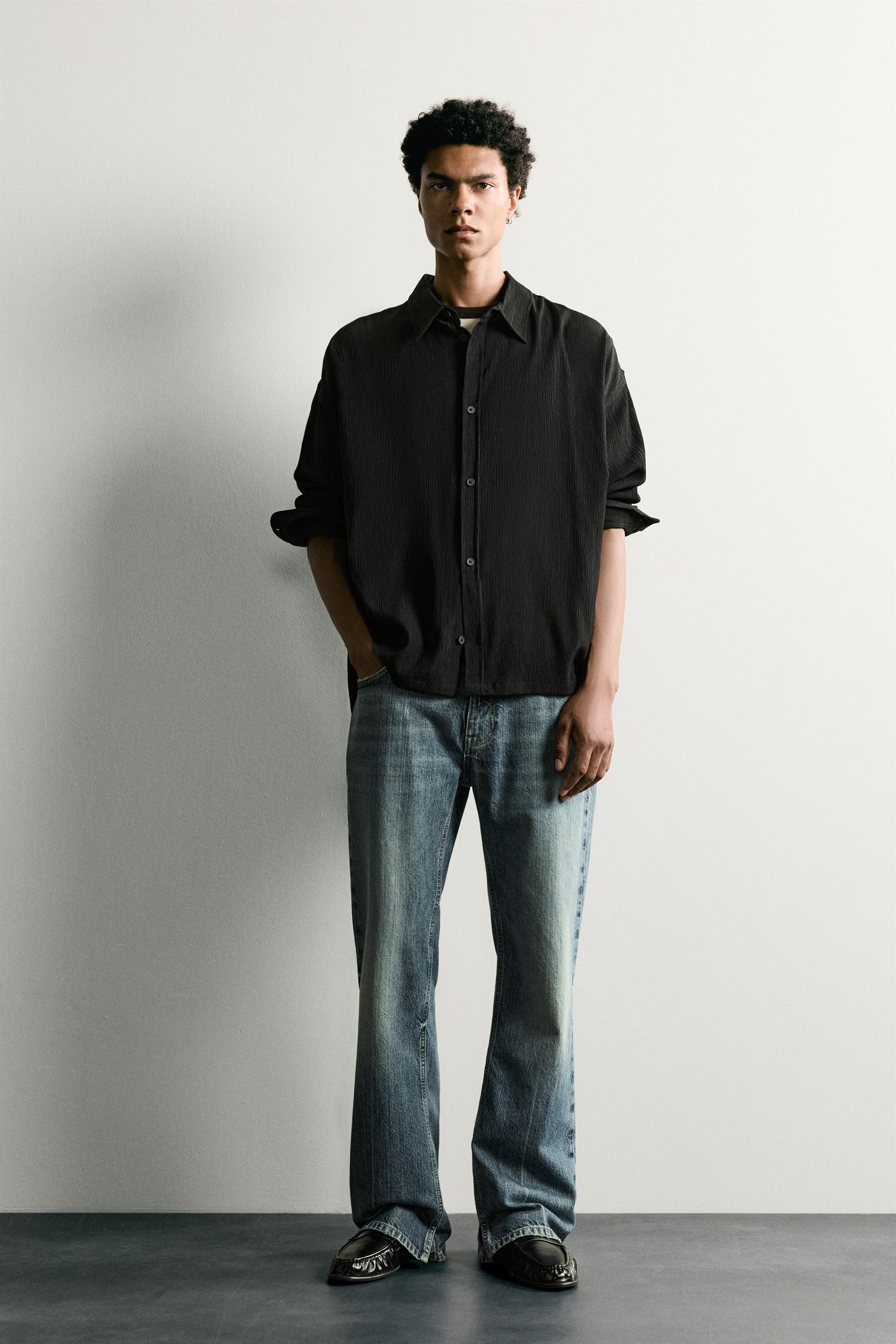 Мужские рубашки Zara RELAXED FIT TEXTURED OVERSHIRT