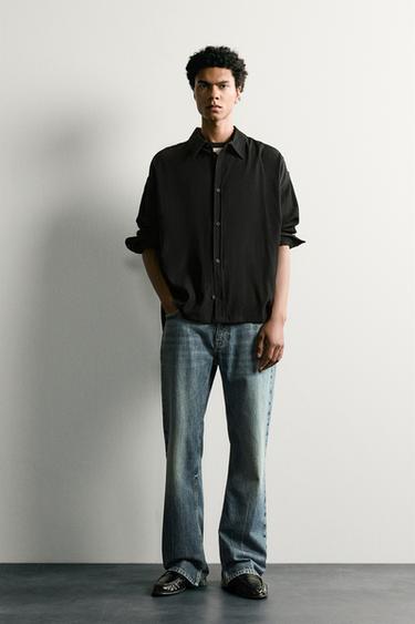 RELAXED FIT OVERSKJORTE MED TEKSTUR - Sort fra Zara - Billede 0