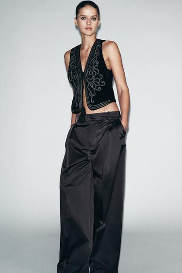 EMBROIDERED VELVET WAISTCOAT ZW COLLECTION - Black by Zara