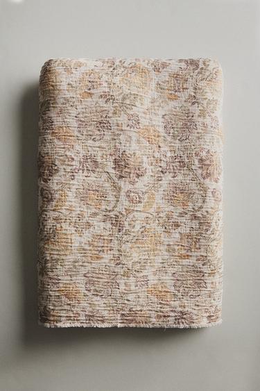 COUVERTURE COTON FLEURS - Vert de Zara - Image 4