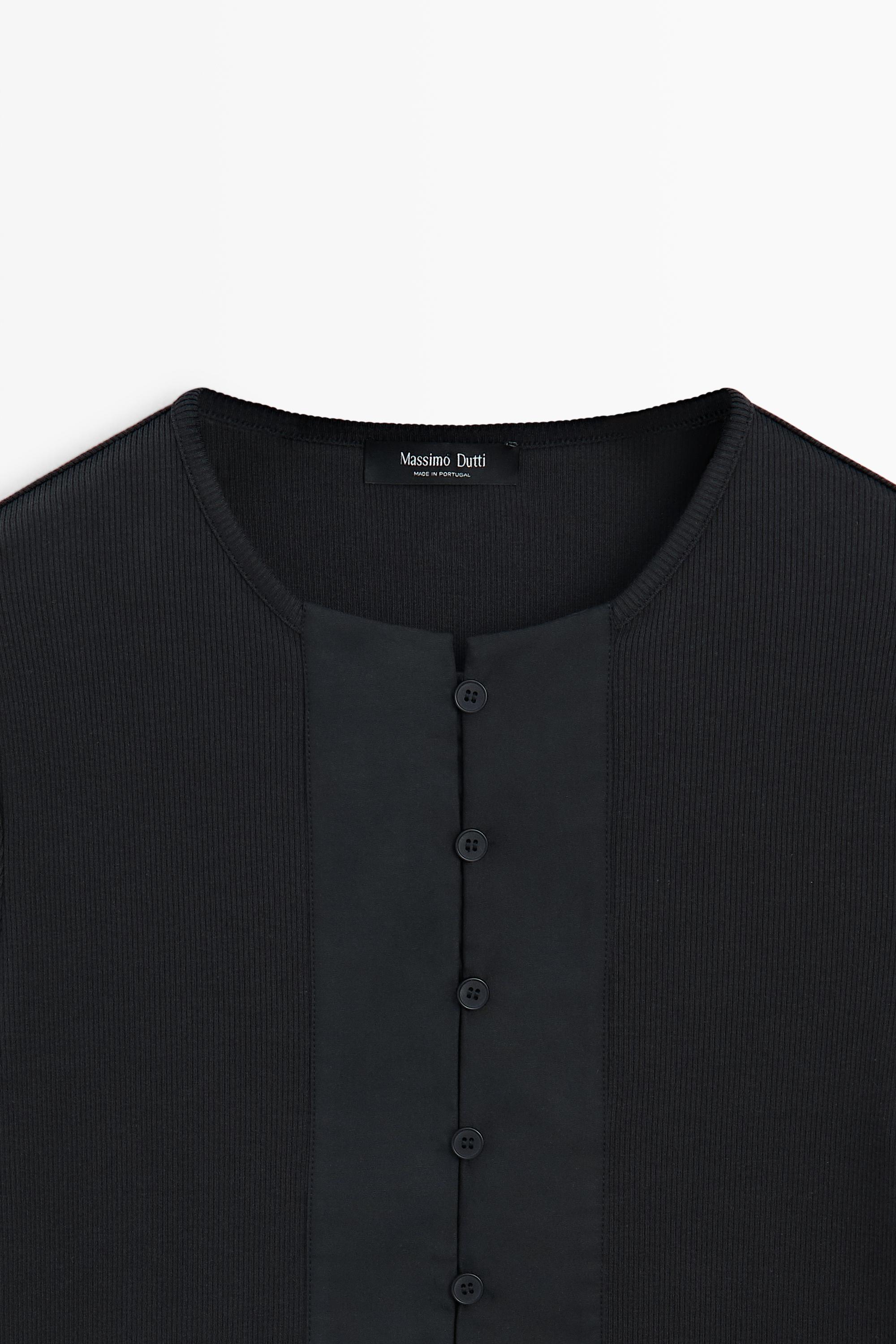 Cotton blend henley T-shirt with button detail