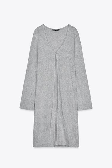 Zara LONG BUTTON JACKET - Gray marl
