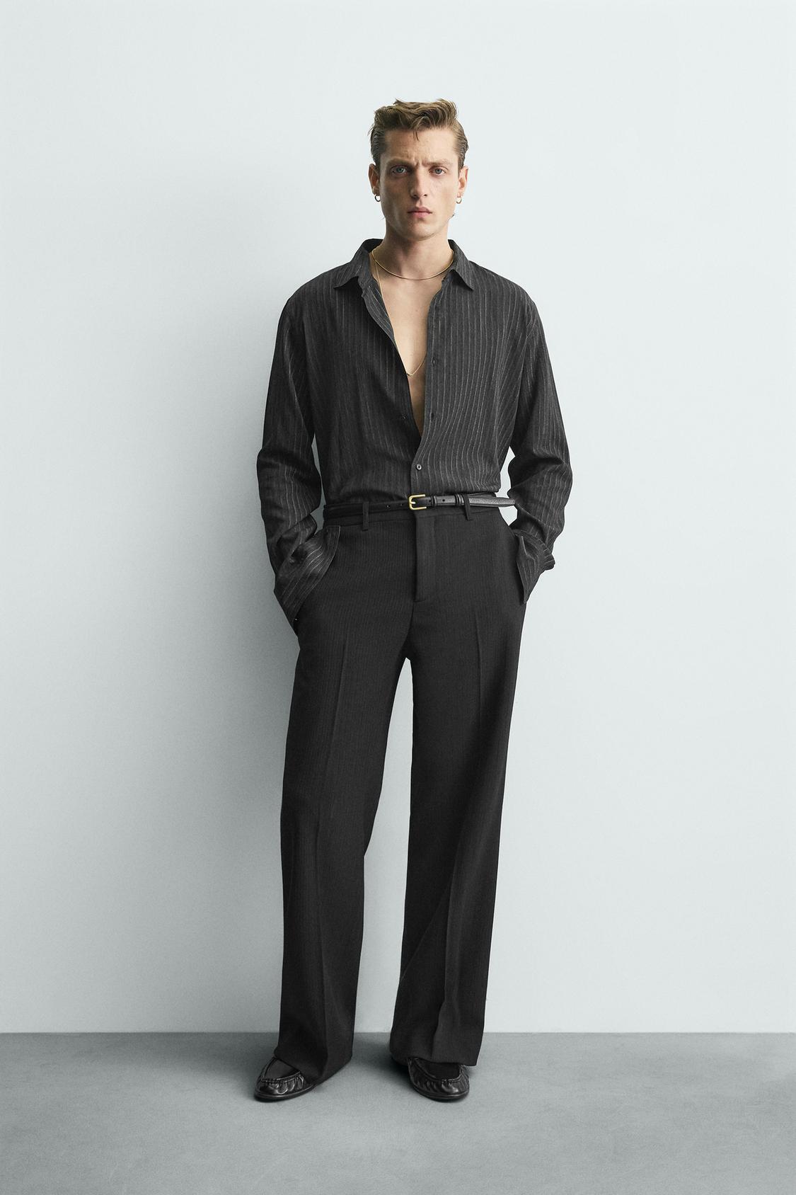 БЛЕСТЯЩАЯ СТРУЯЩАЯСЯ РУБАШКА В ПОЛОСКУ ИЗ ЛИМИТИРОВАННОЙ СЕРИИ ZARA