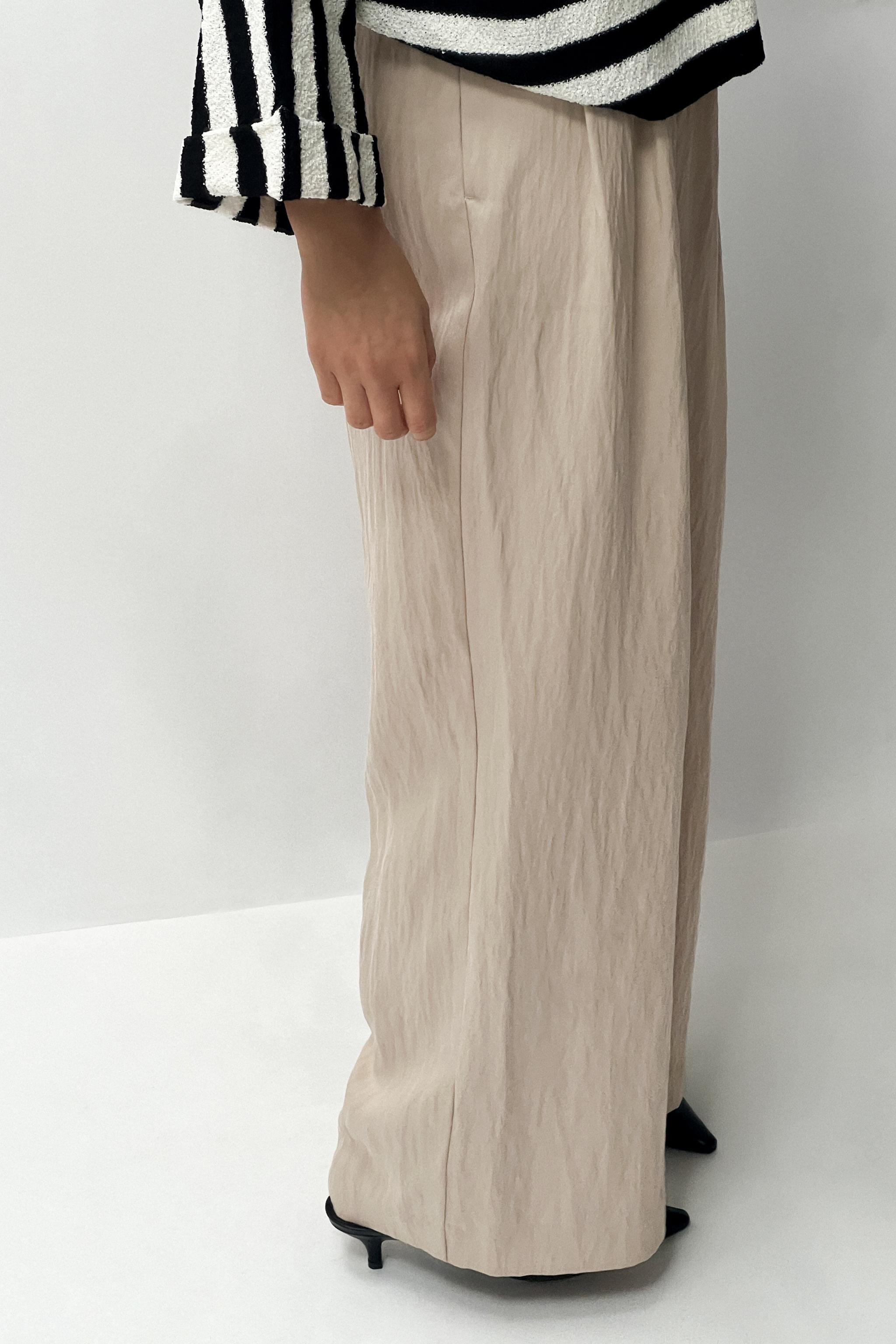 ZARA Embroidered Linen High Waist Straight Pants Trousers S-L NWT 2731/046