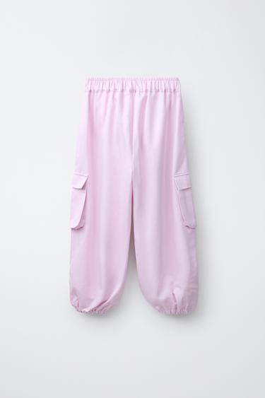 PANTALON BARREL FRONCÉ - Rose de Zara - Image 1