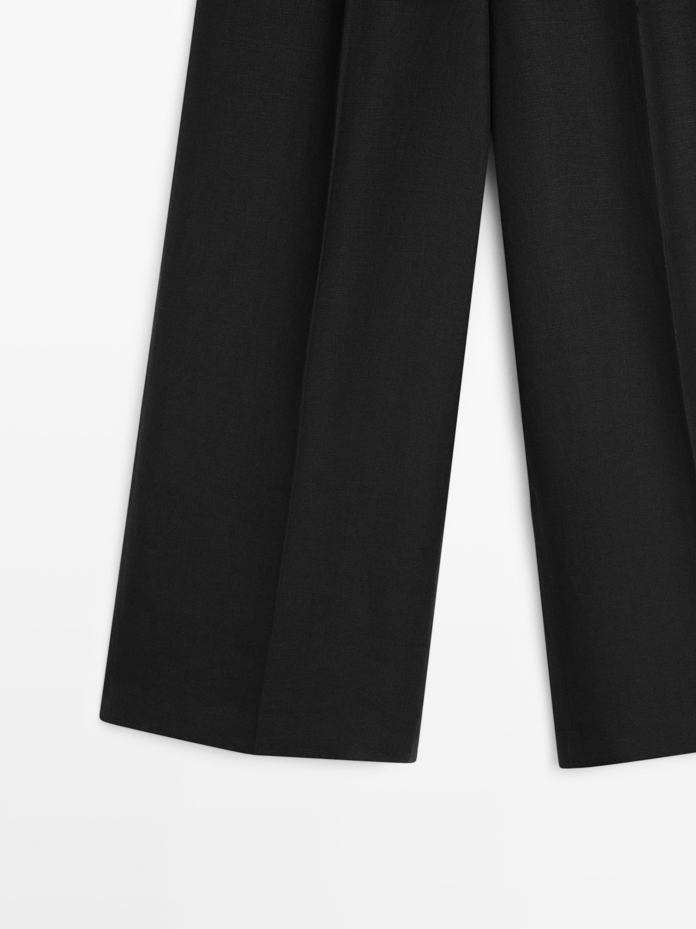 Flowing linen suit trousers