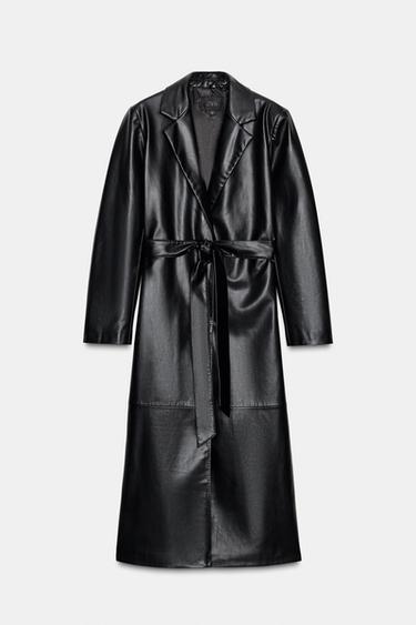 MANTEAU EN MATIÈRE SYNTHÉTIQUE AVEC COL AMOVIBLE - Noir de Zara - Image 5