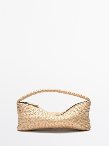 Zara Nappa leather woven croissant bag - White - Image 0