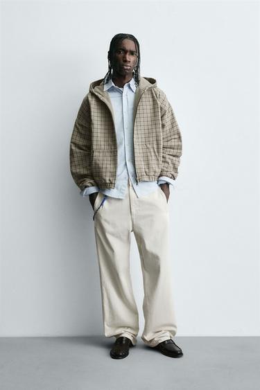 BOXY FIT JAKKE MED TERN - Beige fra Zara
