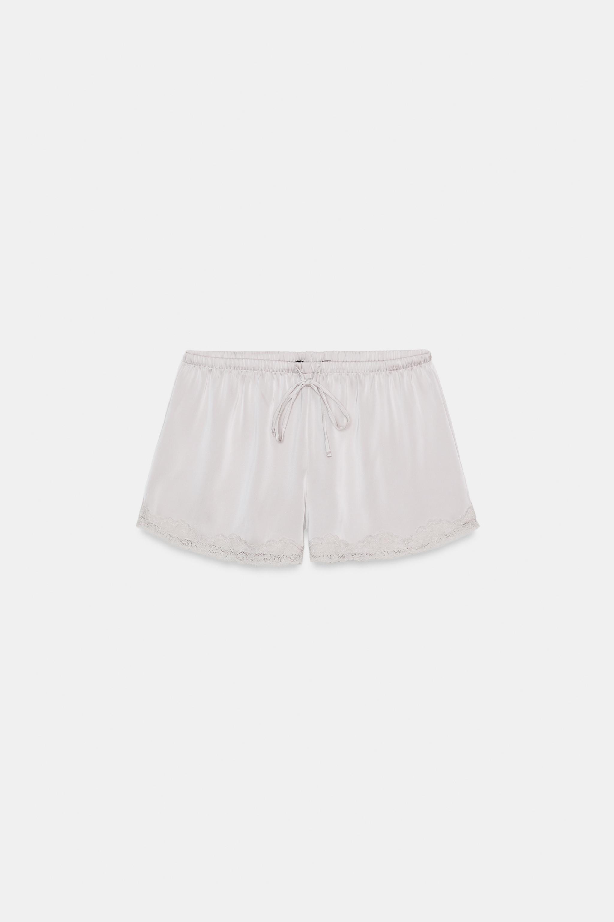 SHORT MINI SATINÉ DENTELLE