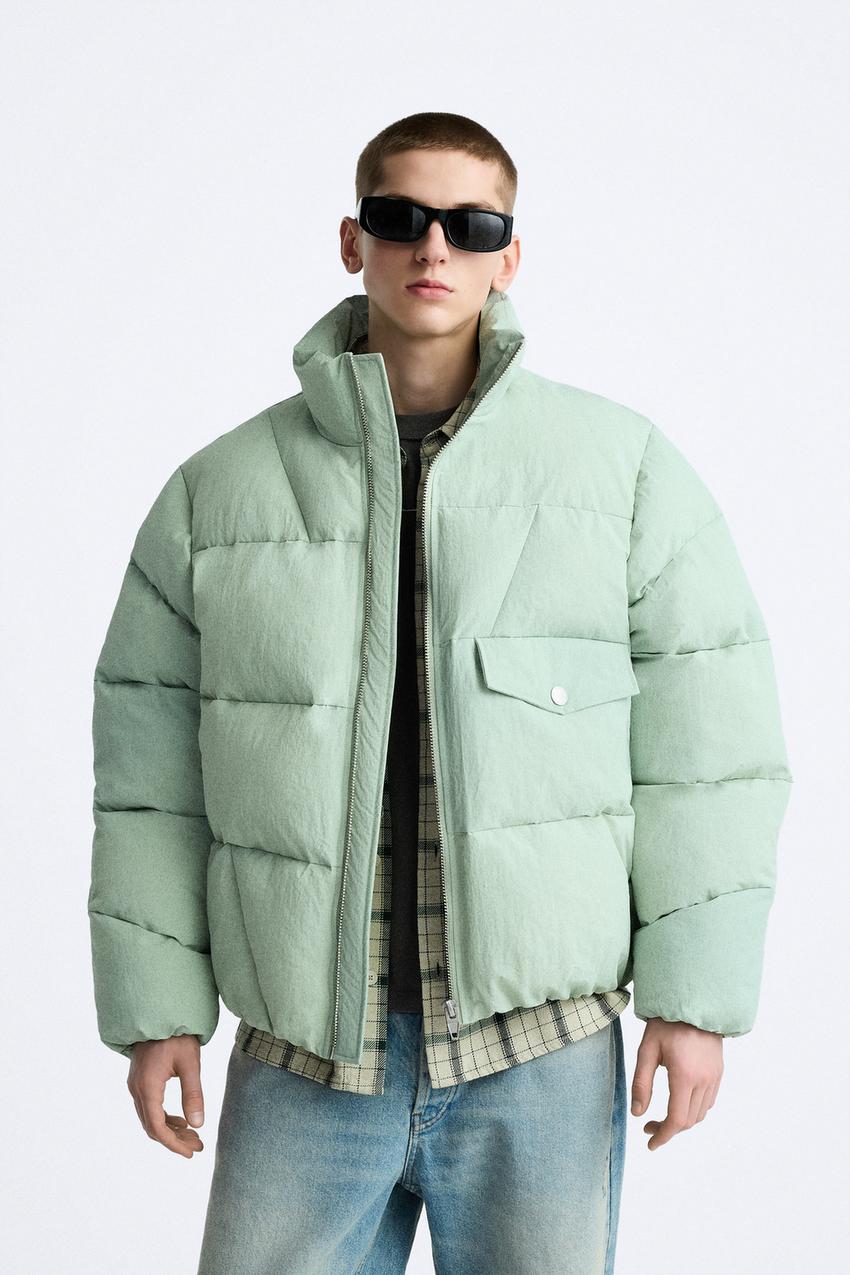 Mens Down Feel Quilted Longline Jacket Bubble Puffer Parka Coat