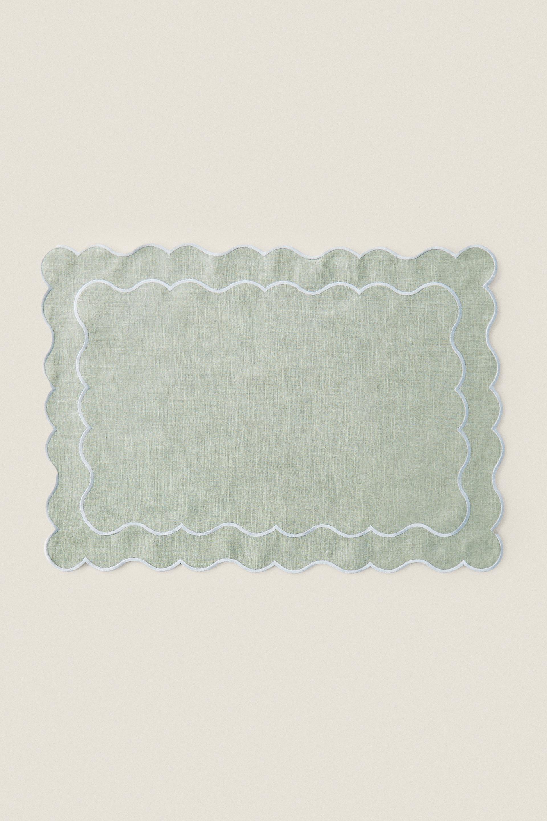 SCALLOPED LINEN BLEND PLACEMAT - Green | ZARA United Kingdom