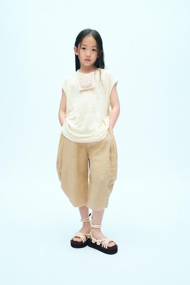 PLEATED LINEN TROUSERS X FANGLU LIN - Ochre by Zara - Image 0