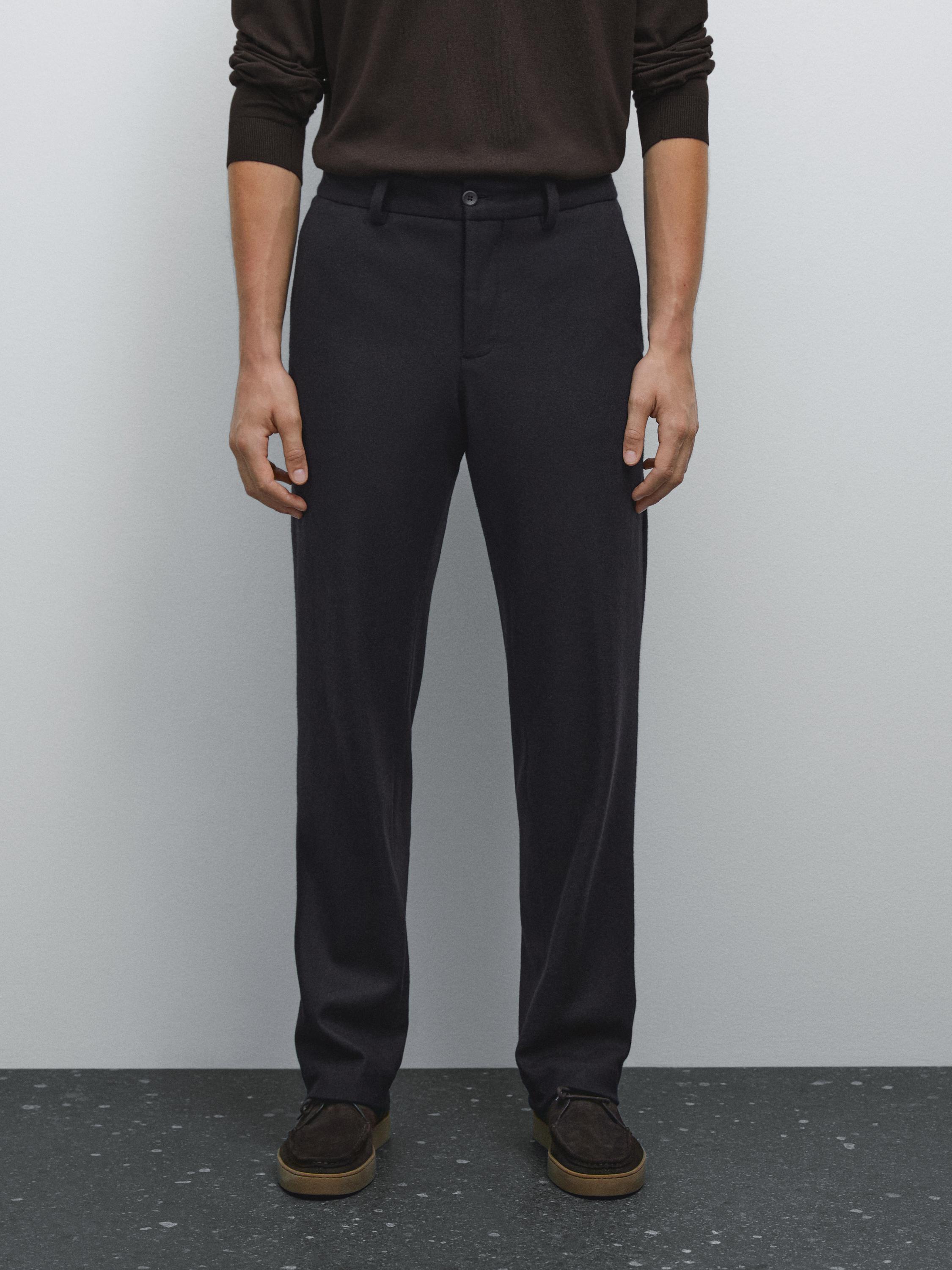 Wool blend trousers — Navy blue