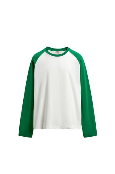 CAMISETA REGULAR FIT COLOR BLOCK - Blanco / Verde de Zara
