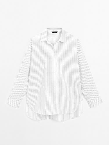 Camisa rayas detalle pechera - Blanco de Zara - Imagen 0