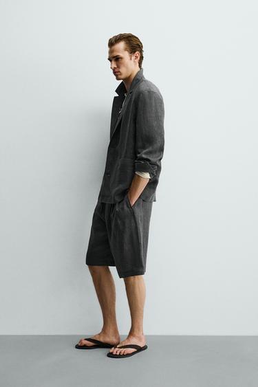 100% LINEN OVERSHIRT - Charcoal grey by Zara - Image 3