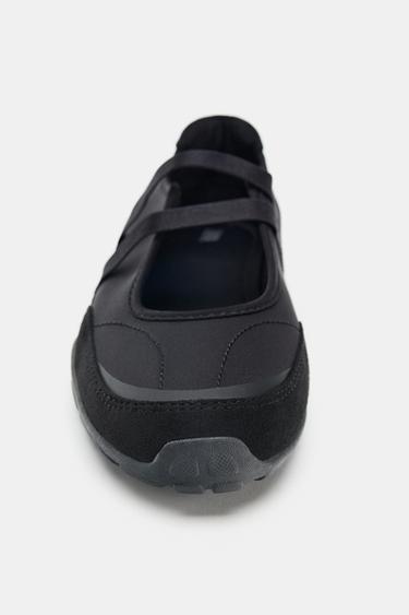 TWO-TONE DOUBLE STRAP BALLERINAS - Black by Zara - Image 3