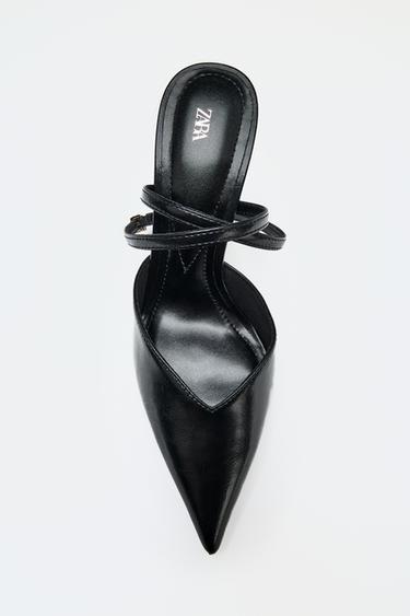 Zara POINTED TOE SLINGBACK HEELS - Black
