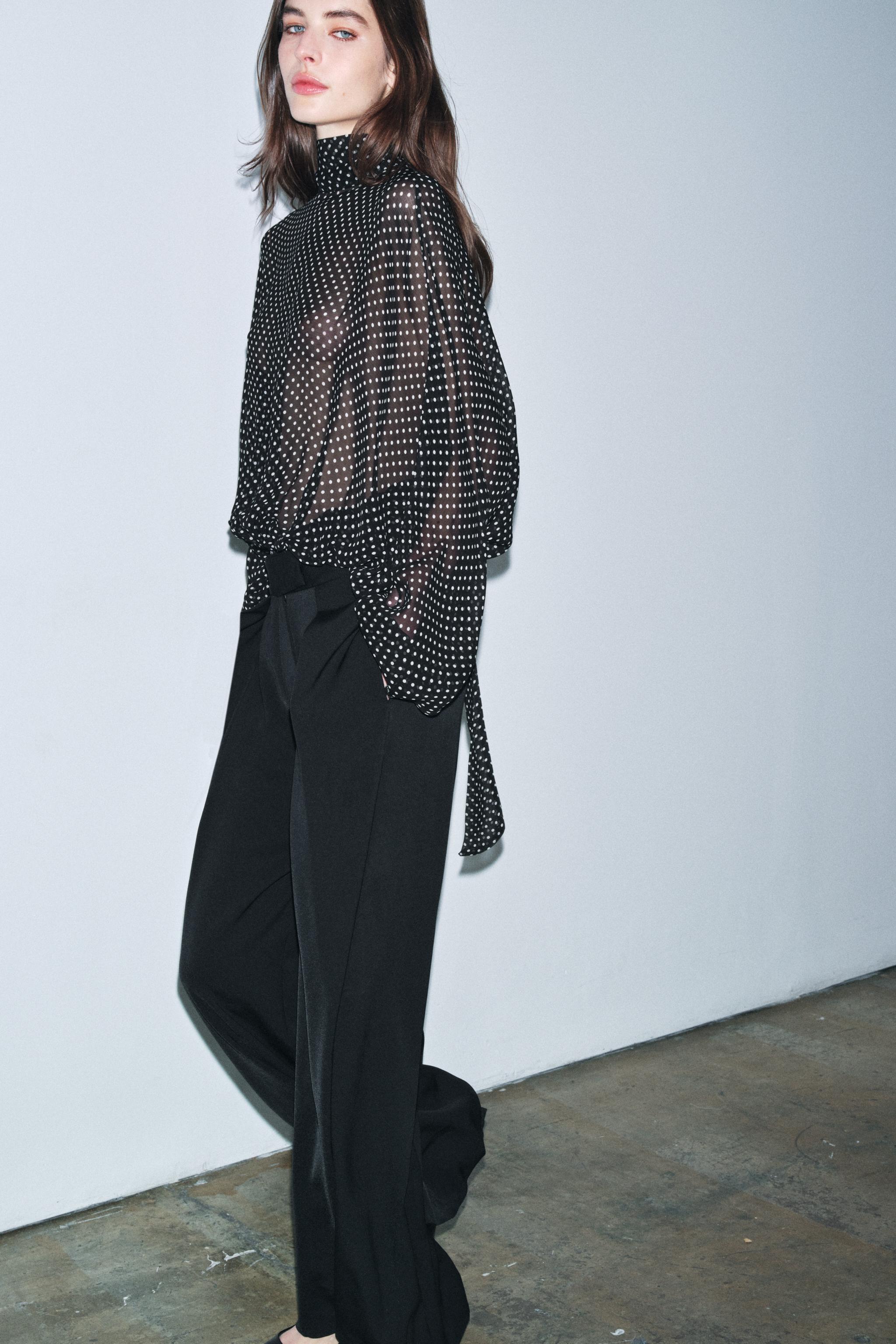 ZW COLLECTION POLKA DOT TIE BLOUSE