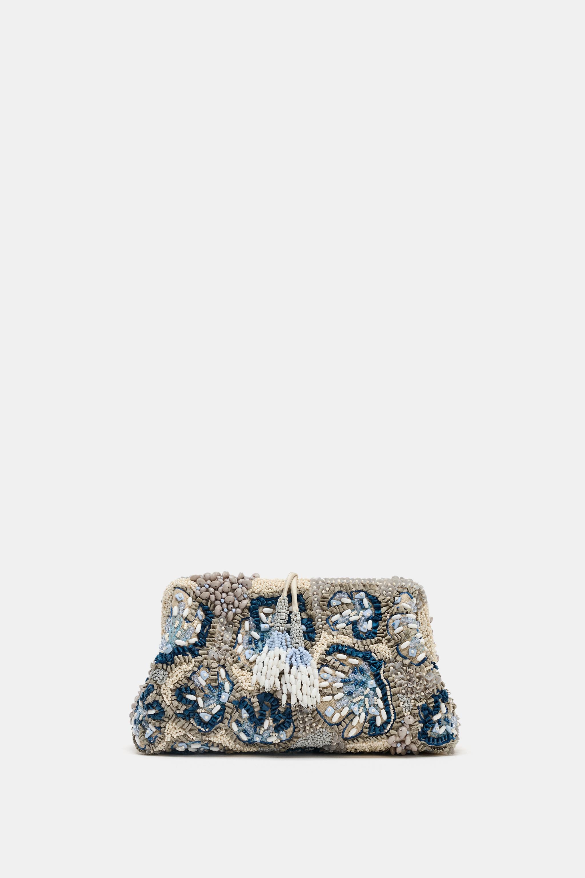 グレイ　キ−ホルダ−＆バッジ BEADED CLUTCH - Blue | ZARA United States