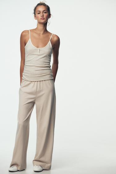 RUSTIC STRAIGHT-LEG TROUSERS - Sand by Zara