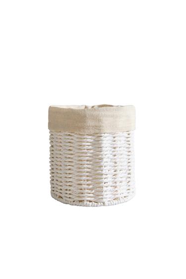 ROUND BASKET WITH COTTON LINING - White by Zara