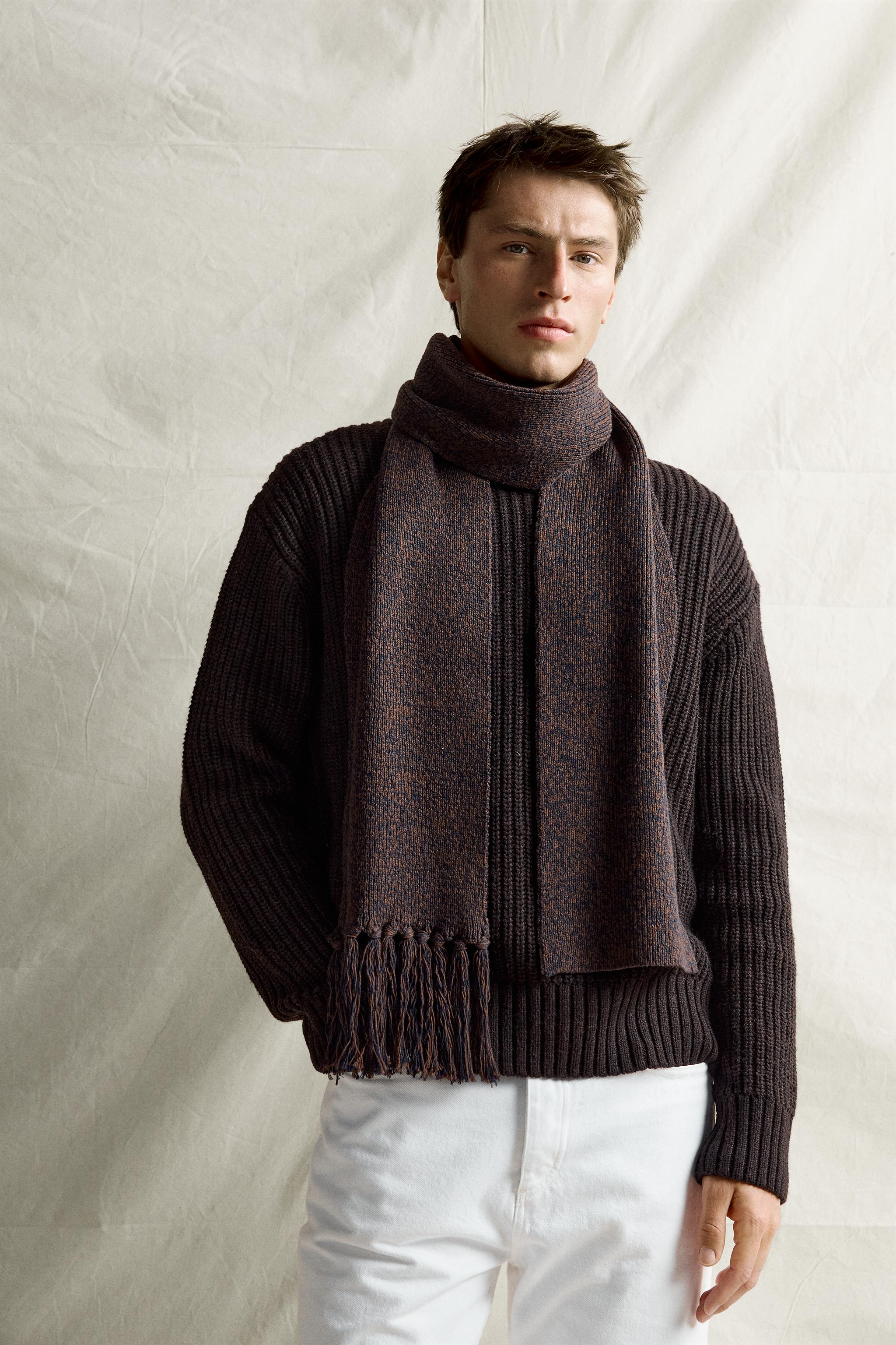 COTTON-WOOL KNIT SCARF