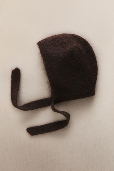 ALPACA BABY BONNET - Chocolate brown by Zara - Image 4