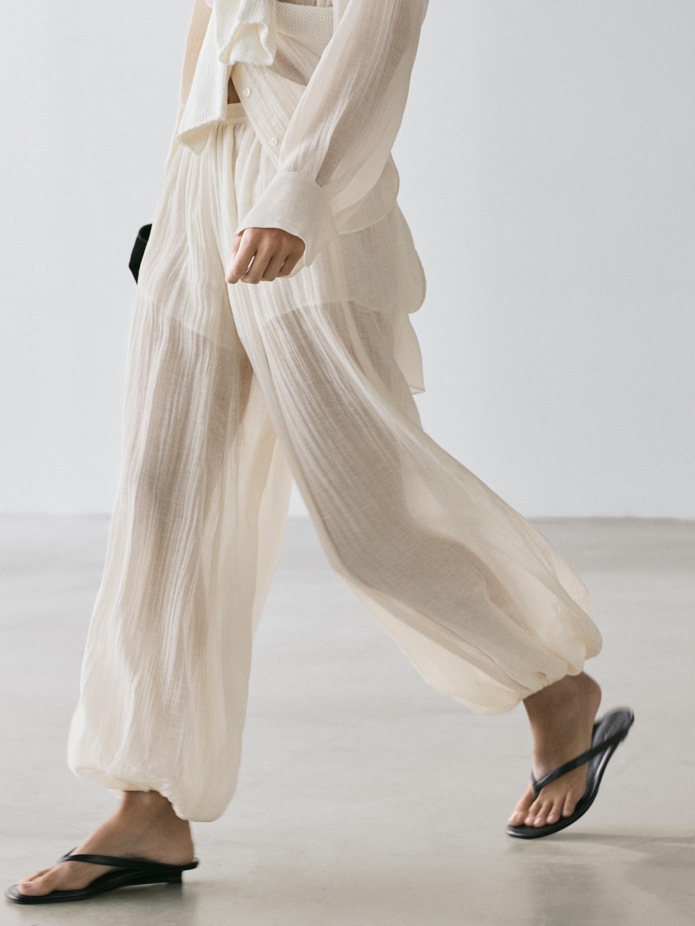 Pantalon bouffant fluide plissé