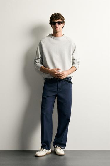Zara 洗舊休閒版長褲 - 藍色 - 圖片 0