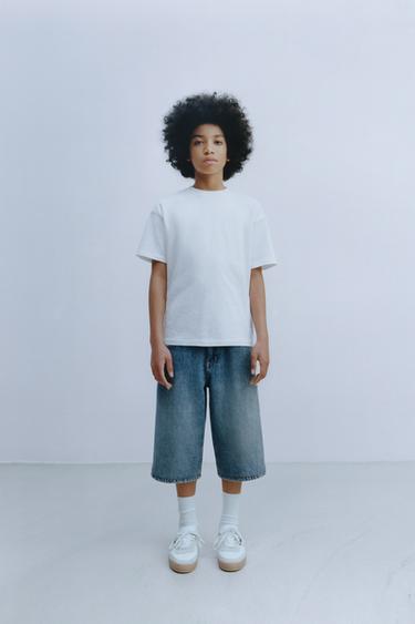 BERMUDA EN DENIM COUPE AMPLE - Bleu / Vert de Zara