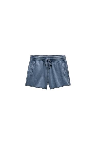FADED-EFFECT PLUSH SHORTS