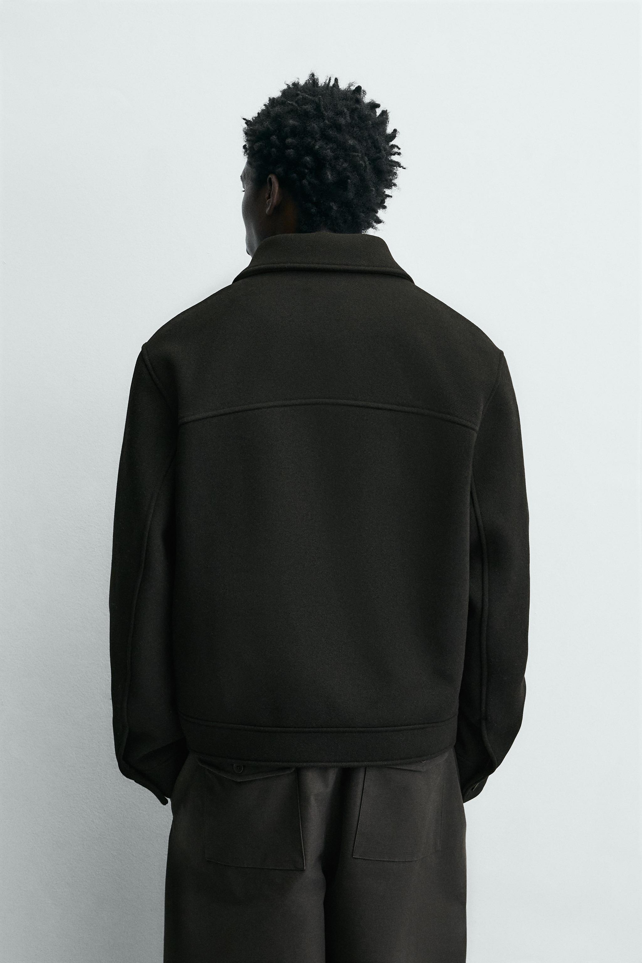 WOOL EFFECT ZIPPER JACKET