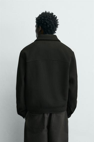 BLOUSON EN DRAP DE LAINE AVEC ZIP - Noir de Zara - Image 2