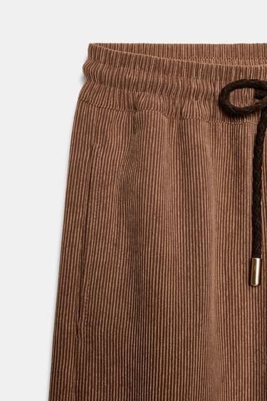 PANTALON DROIT TAILLE ÉLASTIQUE - Marron clair de Zara - Image 7
