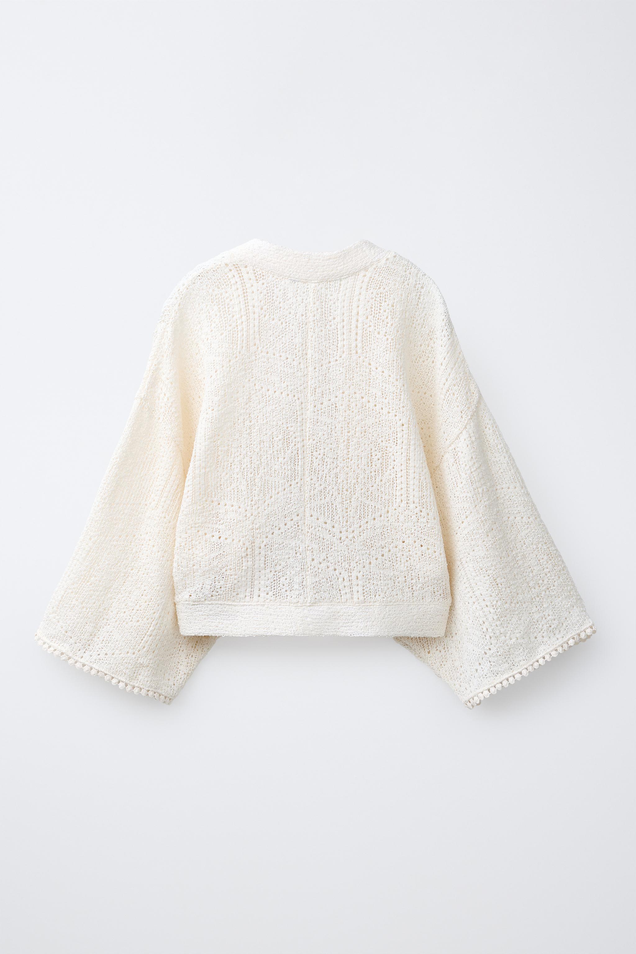 SHORT OPENWORK KNIT KAFTAN