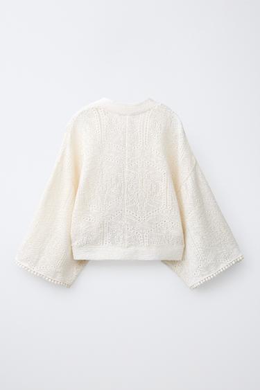 SHORT CUTWORK KAFTAN - Ecru by Zara - Image 1