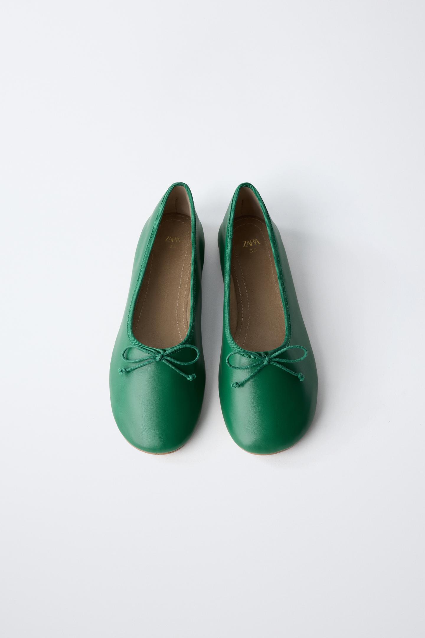 Детские балетки Zara Bow Ballet Flats, цвет: Зелёный — фото 4