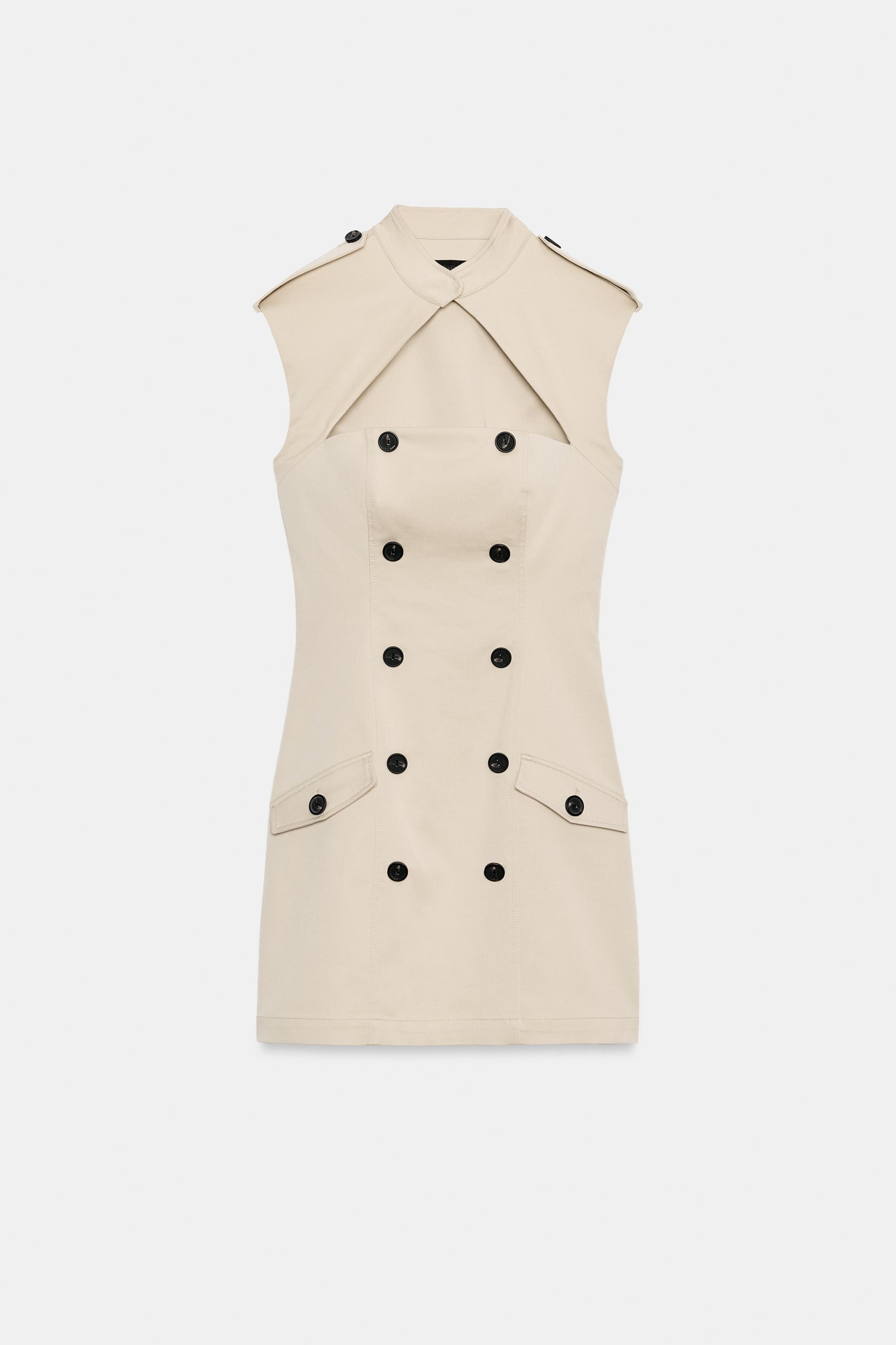 Женские платья Zara TRENCH MINI DRESS WITH SLIT — фото 7